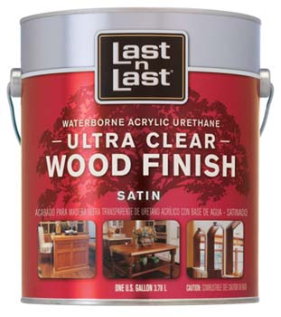 ABSOLUTE COATINGS 13101 LAST N LAST ULTRA CLEAR WATERBORNE WOOD FINISH SATIN SIZE:1 GALLON.