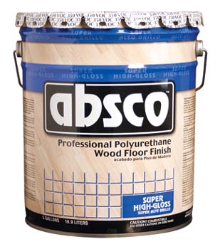 ABSOLUTE COATINGS 89505 ABSCO POLYURETHANE WOOD FLOOR FINISH GLOSS 350 VOC SIZE:5 GALLONS.