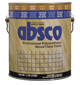 ABSOLUTE COATINGS 89601 ABSCO POLYURETHANE FAST DRY WOOD FLOOR FINISH GLOSS 550 VOC SIZE:1 GALLON.