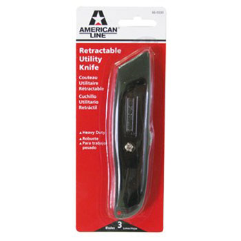 AMERICAN LINE 66-0330 METAL RETRACTABLE UTILITY KNIFE WITH 3 BLADES