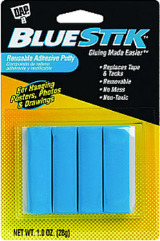 DAP 01201 BLUESTIK REUSABLE ADHESIVE PUTTY SIZE:1 OZ PACK:12 PCS.