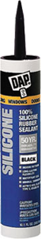 DAP 08642 WINDOW & DOOR 100% SILICONE RUBBER SEALANT BLACK SIZE:10.1 OZ PACK:12 PCS.