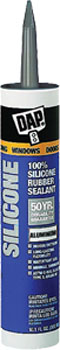 DAP 08643 WINDOW & DOOR 100% SILICONE RUBBER SEALANT ALUMINUM SIZE:10.1 OZ PACK:12 PCS.