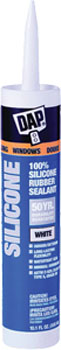 DAP 08646 WINDOW & DOOR 100% SILICONE RUBBER SEALANT WHITE SIZE:10.1 OZ PACK:12 PCS.