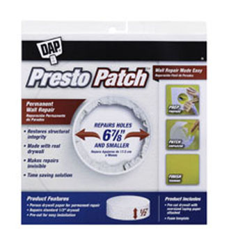 DAP 09157 PRESTO PATCH DRYWALL REPAIR SIZE:1/2" X 6-7/8" PACK:12 PCS.