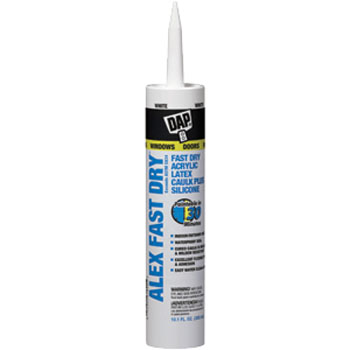 DAP 18425 ALEX FAST DRY ACRYLIC LATEX CAULK PLUS SILICONE WHITE SIZE:10.1 OZ PACK:12 PCS.