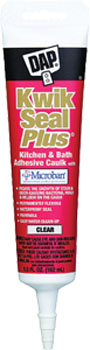 DAP 18546 KWIK SEAL PLUS PREMIUM KITCHEN & BATH ADHESIVE SEALANT WITH MICROBAN CLEAR SIZE:5.5 OZ PACK:12 PCS.