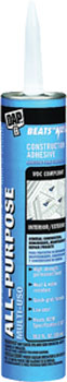 DAP 27450 BEATS THE NAIL VOC COMPLIANT ALL PURPOSE ALL-PURPOSE CONSTRUCTION ADHESIVE WHITE SIZE:10.3 OZ PACK:12 PCS.